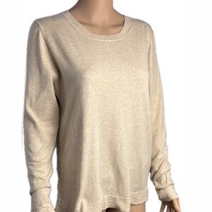 J.Crew Teddie 100% Soft Cotton Solid Cream Color Sand Sweater Extra Long Sleeves
